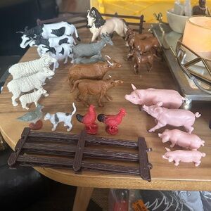 Farm Animal Figurine Set including Schleich horse 1piece fence w damage 26 piece